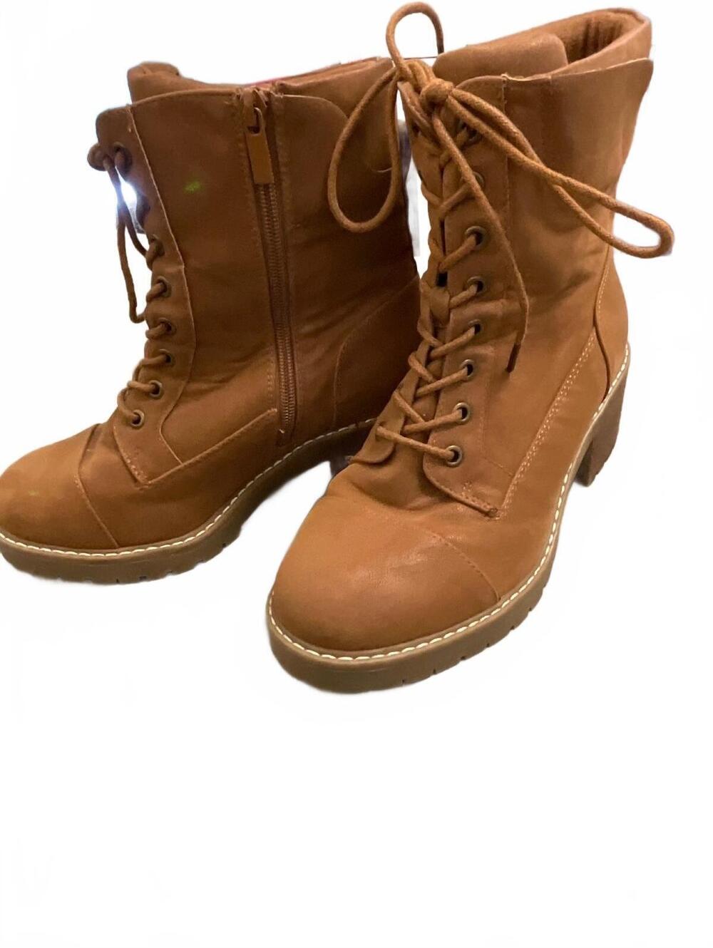 Torrid Tan Lace Up Heeled Ankles Boots Wide Width